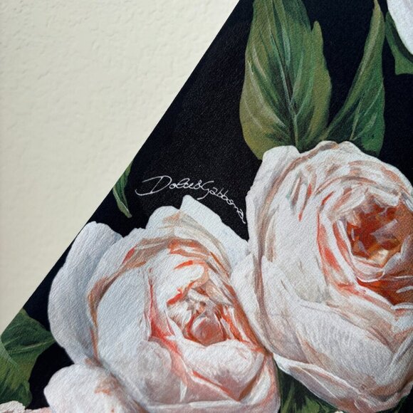 Dolce & Gabbana Silk Mixed Floral Print Long Sleeve Midi Dress - Picture 8 of 16